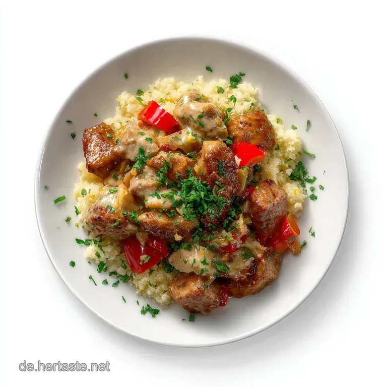 Zartes Paprikageschnetzeltes mit Blumenkohlreis Deftig Low Carb