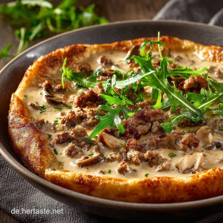 Herzhafte Pizzasuppe mit Hackfleisch und cremigem Frischk&auml;se