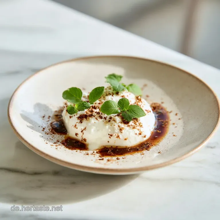 Elegant Herrencreme served in a glass, topped with dark chocolate curls. Smooth, pale cream layered with dark chocolate.