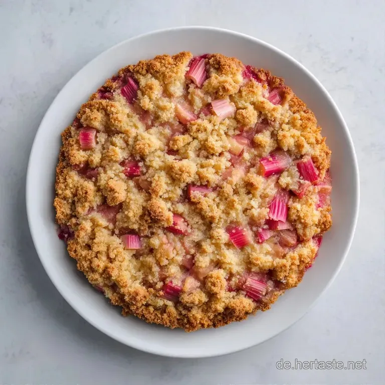 Ein St&uuml;ck saftiger Kuchen auf wei&szlig;em Porzellan mit zartem Puderzucker und goldgelben Streuselschichten an der Seite.