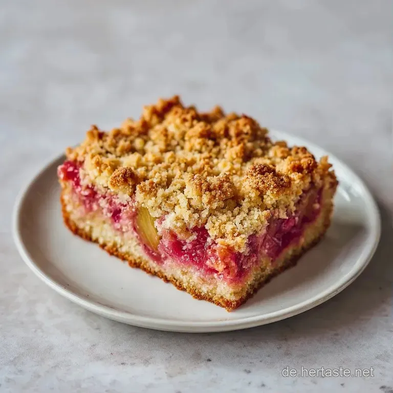 Ein St&uuml;ck goldener Streuselkuchen auf wei&szlig;em Porzellan, erg&auml;nzt durch eine wei&szlig;e Sahnehaube und frische Beeren.