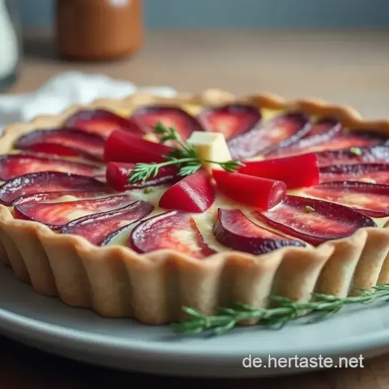 Rote Bete Quiche mit Ziegenk&auml;se und Thymian