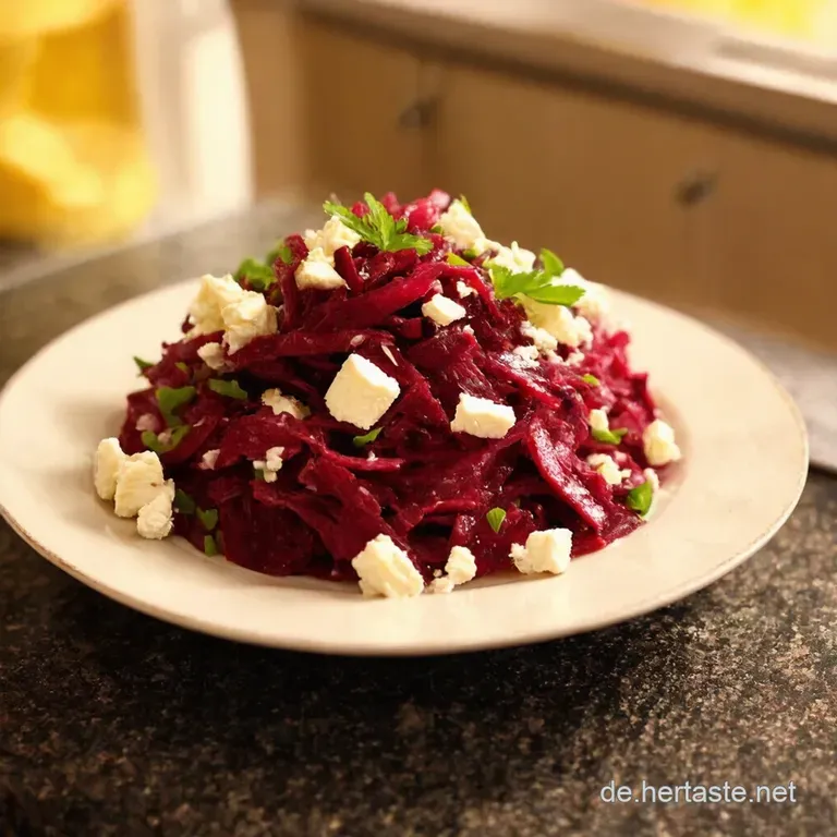 Roter Rubin Rote Bete Salat Mit Feta Waln&uuml;ssen Honigsenfdressing presentation