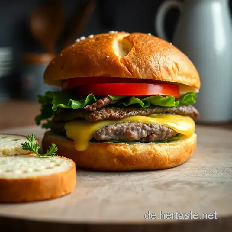 Saftiger Hamburger Mit Hausgemachtem Brioche-Br&ouml;tchen presentation