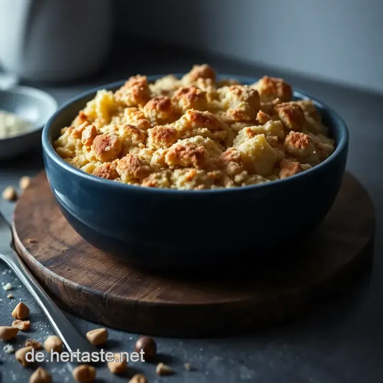 Saftiger Pfirsich-Crumble Mit Knusperstreuseln presentation