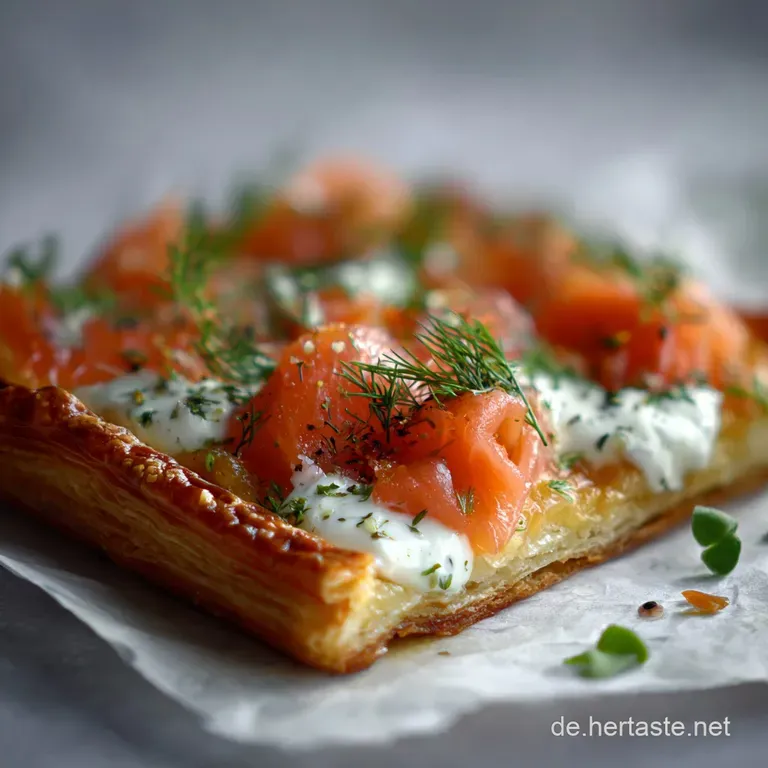 Schnelle Bl&auml;tterteig Pizza mit R&auml;ucherlachs