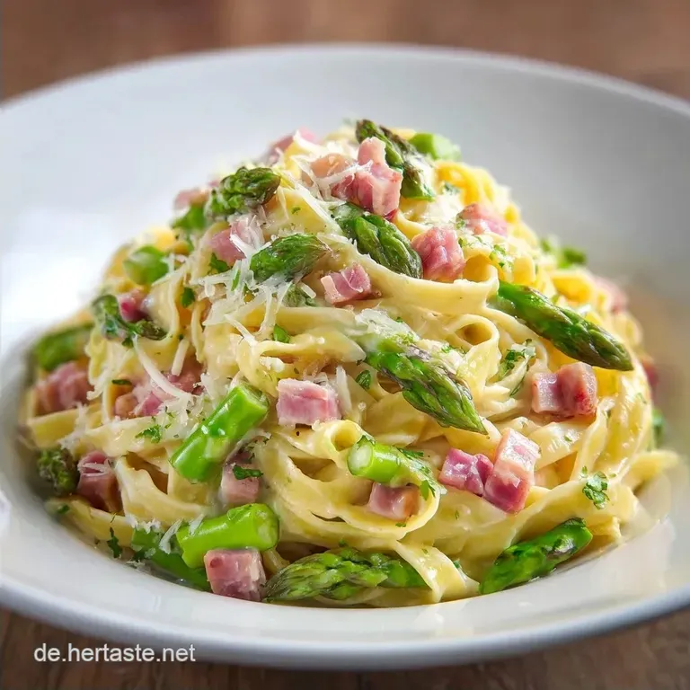 Schnelle Spargel Pasta Wei&szlig;: Cremig mit Schinken