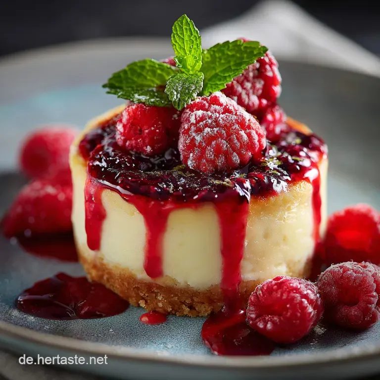 Der Sologl&uuml;cksmoment Onepersoncheesecake Mit Himbeeren presentation