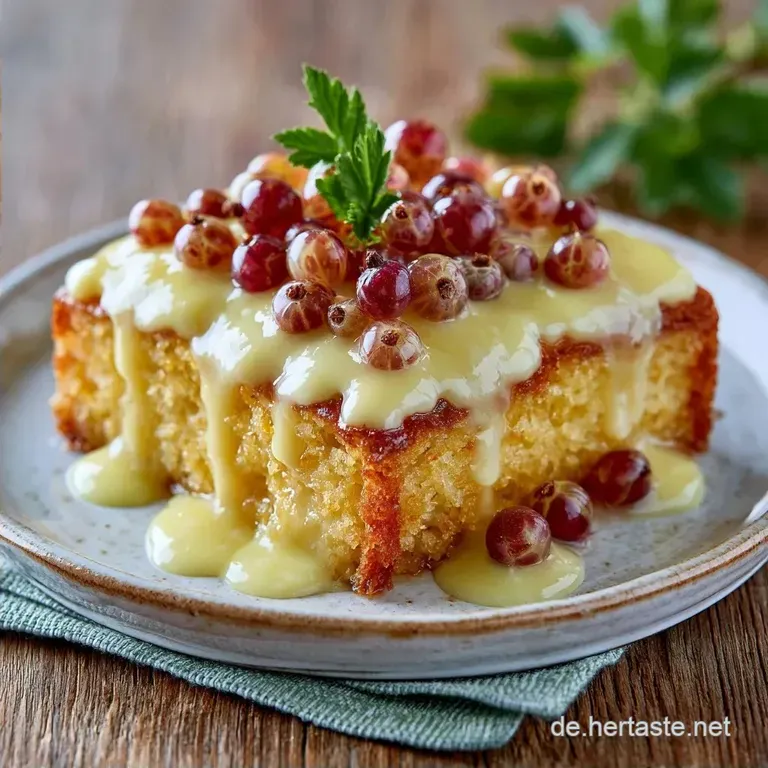 Saftiger Stachelbeerkuchen mit Pudding vom Blech