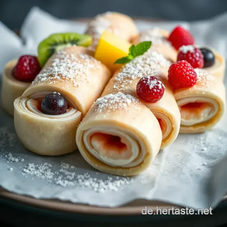 S&uuml;&szlig;e Sommerrollen Mit Kokos-Milchreis Und Frischen Fr&uuml;chten presentation