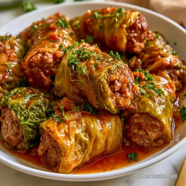 Wirsingrouladen aus dem Ofen mit Rinderhackfleisch