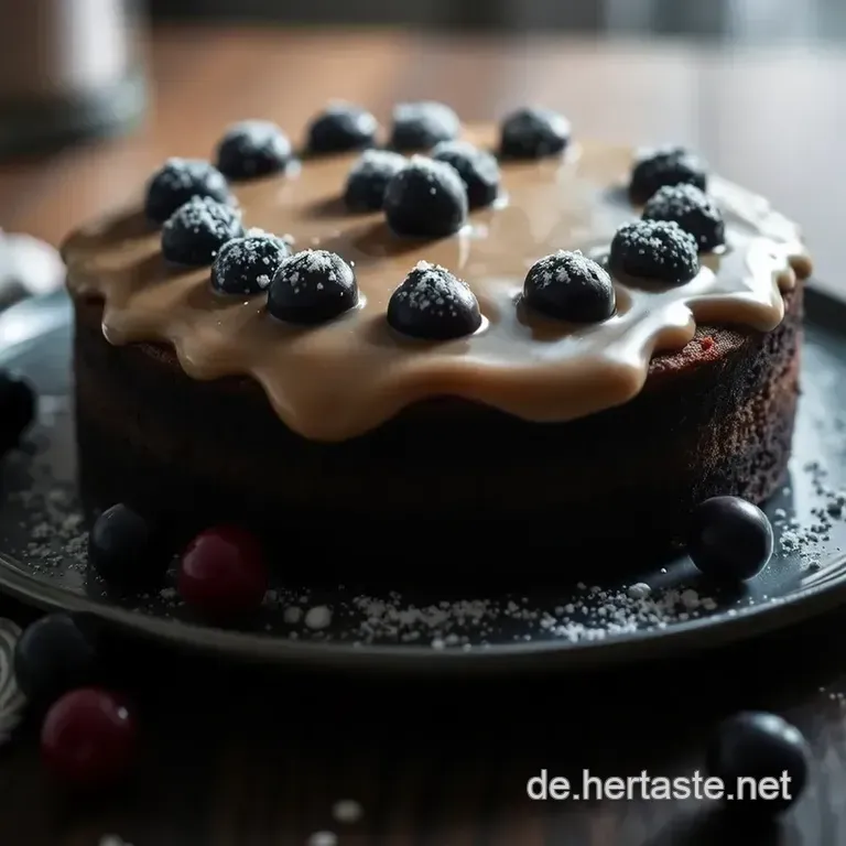 Zarter Schokoladen-Veganer Kuchen Mit Himbeerguss presentation