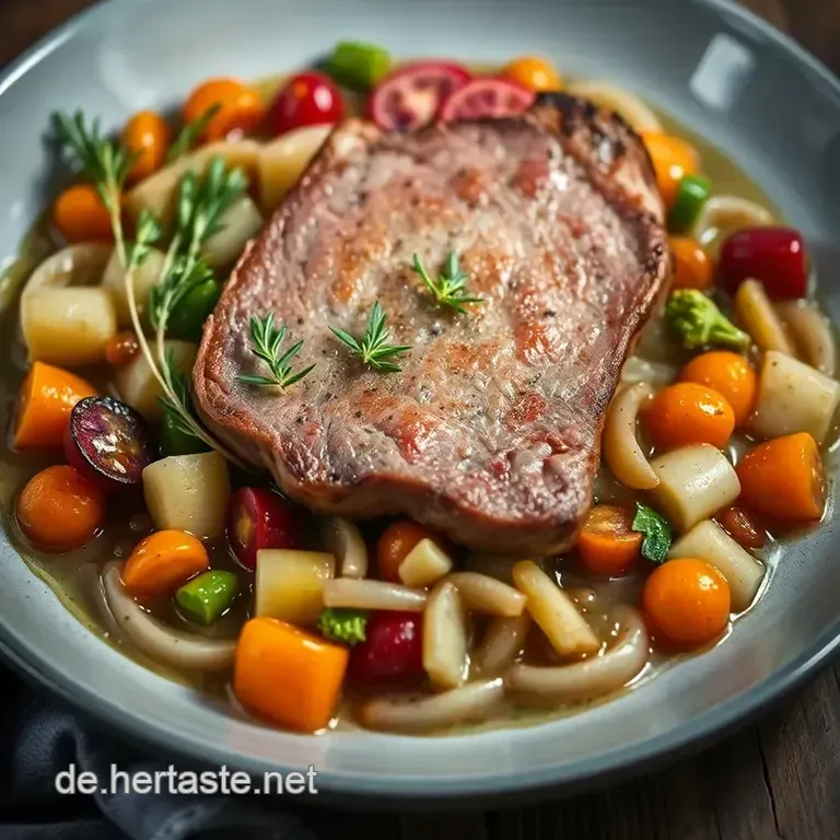 Zartes Schweinefilet Im Bratschlauch Mit Buntem Gem&uuml;se presentation