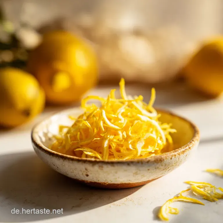 Fine strands of vibrant yellow lemon zest dusted over a white ceramic bowl.